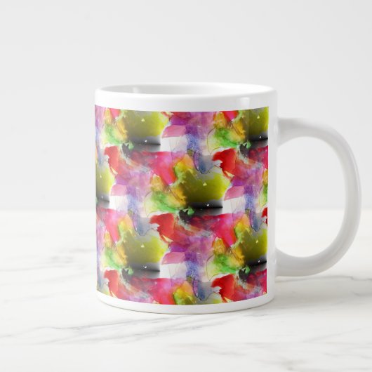 Design-Textur rot, gelbe Wasserfarbe Jumbo-Tasse (Rechts)