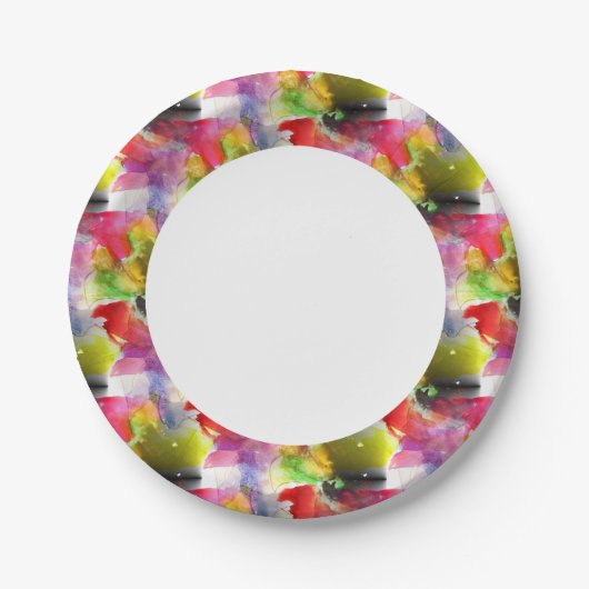 Design-Textur rot, gelbe Wasserfarbe Pappteller (Vorderseite)