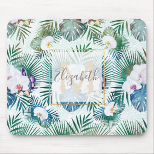 Design tropischer Blätter und orchid-Blume Mousepad