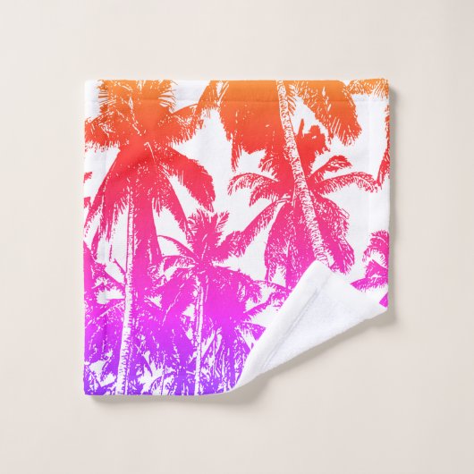 Design tropischer Palmen. Bunter Abschluss. Badhandtuch Set (Waschlappen)