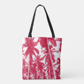 Design tropischer Palmen in Rot und Weiß Tasche (Rückseite)