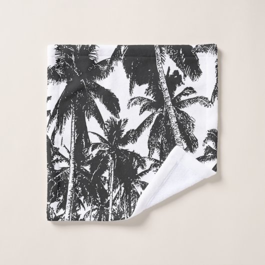 Design tropischer Palmen. Schwarz und Weiß. Badhandtuch Set (Waschlappen)
