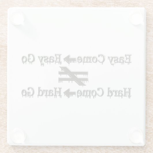 Design über einfache Arbeit und harte Arbeitsbezie Glasuntersetzer (Rückseite)