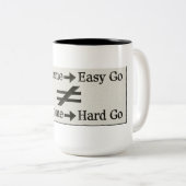 Design über einfache Arbeit und harte Arbeitsbezie Zweifarbige Tasse (VorderseiteRechts)