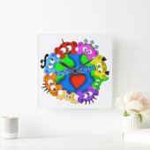 Design-Uhr für Flüchtige Blick-A-Boo-Logos Quadratische Wanduhr (Zuhause)