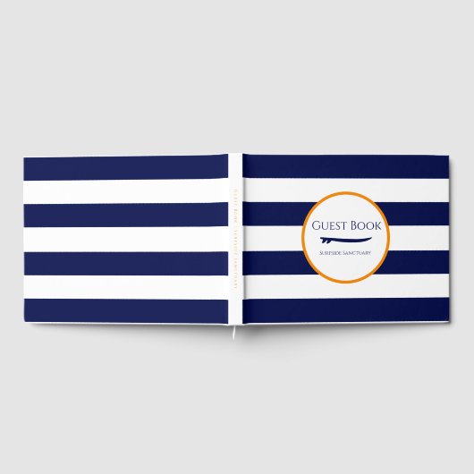 Design-Urlaub auf See und in Weiß Streifen Gästebuch (Voll)