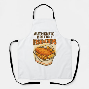 Design Vintag "Authentischer britischer Fisch & Ch Schürze