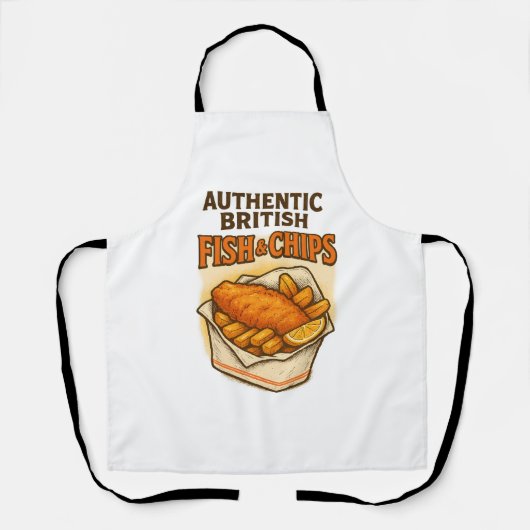 Design Vintag "Authentischer britischer Fisch & Ch Schürze (Vorderseite)