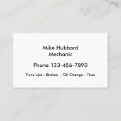 Design von Auto-Mechanik-Visitenkarten Visitenkarte (Rückseite)