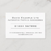 Design von Automobilteilen und -zubehör Visitenkarte (Rückseite)