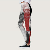 Design von Blöcken mit schwarzem und rotem Stein Leggings (Links)