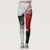 Design von Blöcken mit schwarzem und rotem Stein Leggings (Vorderseite)