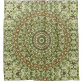 Design von Earthy Green und Brown Mandala Duschvorhang (Vorderseite)