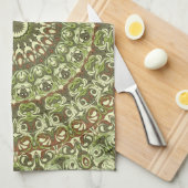 Design von Earthy Green und Brown Mandala Geschirrtuch (Viertel Falte)