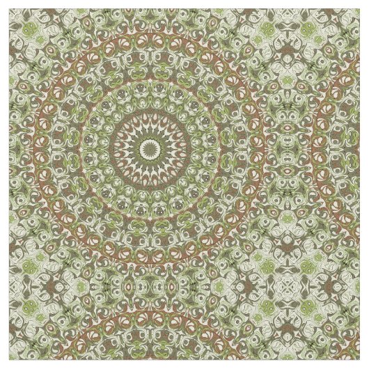 Design von Earthy Green und Brown Mandala Stoff (Nahaufnahme)