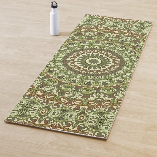 Design von Earthy Green und Brown Mandala Yogamatte (Beispiel)