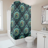 Design von gequilten Blue Peacock Feathers Duschvorhang (Beispiel)