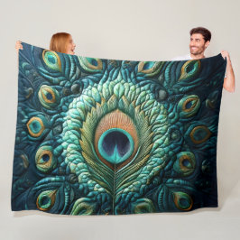 Design von gequilten Blue Peacock Feathers Fleecedecke