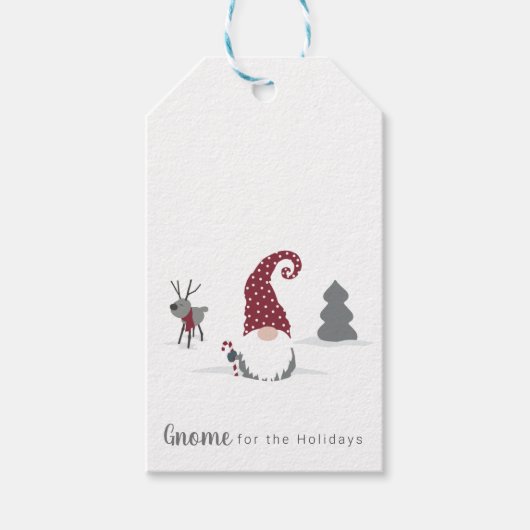 Design von Gnome und Reindeer skandinavisches Tomt Geschenkanhänger (Vorderseite)