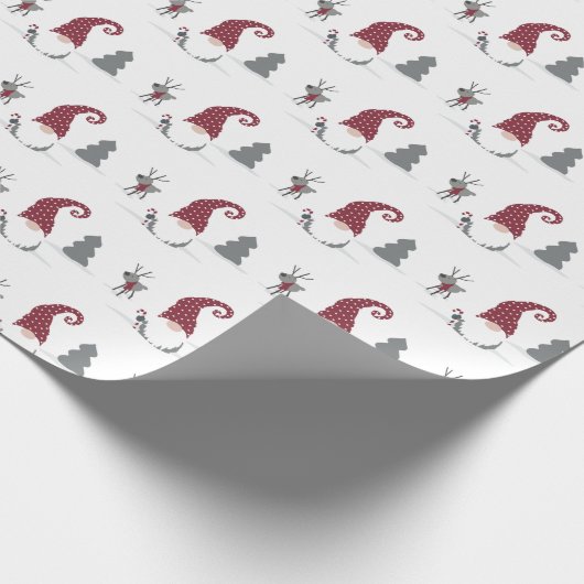 Design von Gnome und Reindeer skandinavisches Tomt Geschenkpapier (Ecke)
