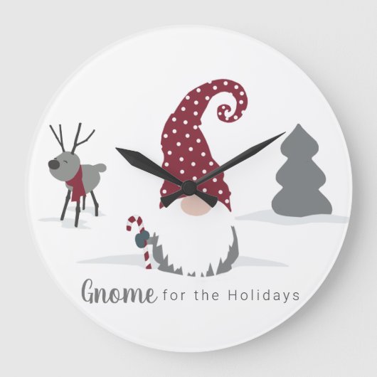 Design von Gnome und Reindeer skandinavisches Tomt Große Wanduhr (Vorderseite)