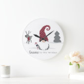 Design von Gnome und Reindeer skandinavisches Tomt Große Wanduhr (Zuhause)
