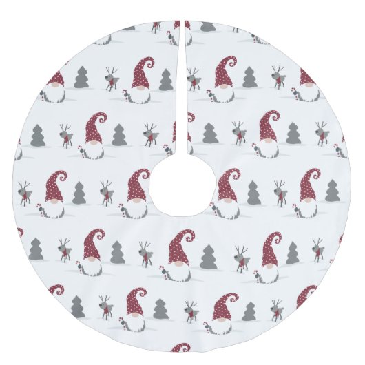 Design von Gnome und Reindeer skandinavisches Tomt Polyester Weihnachtsbaumdecke (Vorderseite)