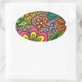 Design von Hippie-Blume Ovaler Aufkleber (Tasche)