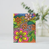 Design von Hippie-Blume Postkarte (Stehend Vorderseite)
