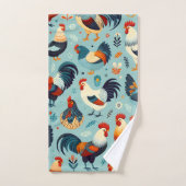 Design von Hühnern und Rastern Badhandtuch Set (Handtuch)