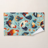 Design von Hühnern und Rastern Badhandtuch Set (Handtuch)