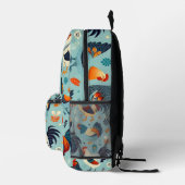 Design von Hühnern und Rastern Bedruckter Rucksack (Rechts)