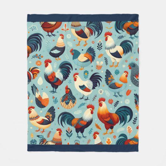 Design von Hühnern und Rastern Fleecedecke (Vorderseite)