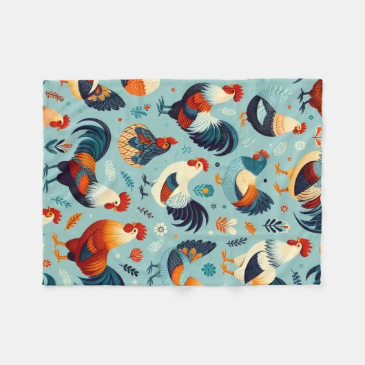 Design von Hühnern und Rastern Fleecedecke (Vorderseite (Horizontal))