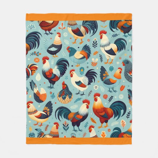 Design von Hühnern und Rastern Fleecedecke (Vorderseite)