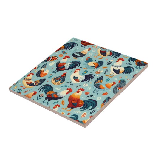 Design von Hühnern und Rastern Fliese (Seite)