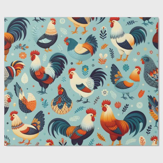 Design von Hühnern und Rastern Geschenkpapier (Flach)