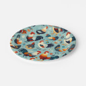 Design von Hühnern und Rastern Pappteller (Schrägansicht)