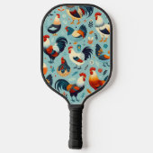 Design von Hühnern und Rastern Pickleball Schläger (Rückseite)