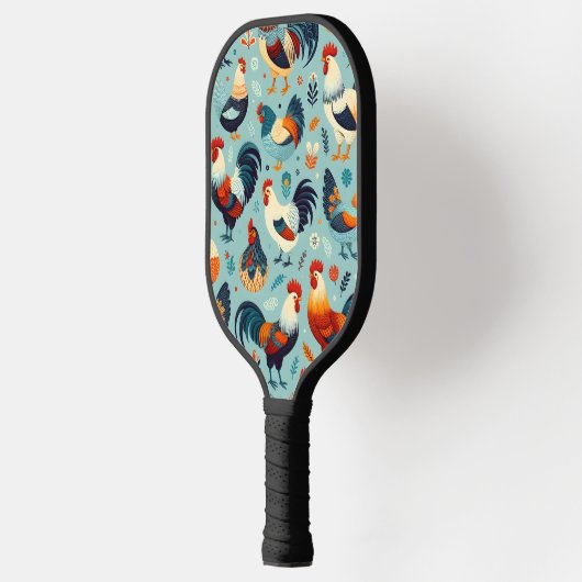 Design von Hühnern und Rastern Pickleball Schläger (Links)