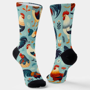 Design von Hühnern und Rastern Socken