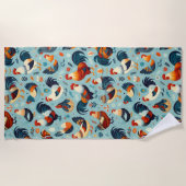 Design von Hühnern und Rastern Strandtuch (Vorderseite)