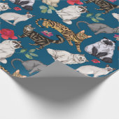 Design von Katzen und Blume Geschenkpapier (Ecke)