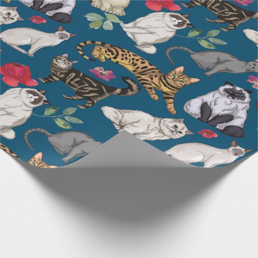 Design von Katzen und Blume Geschenkpapier (Ecke)