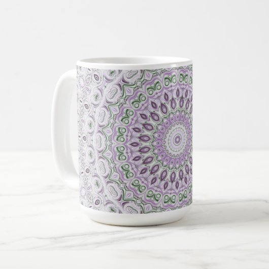 Design von Lavendel und Green Mandala Kaffeetasse (Vorderseite Links)