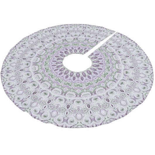 Design von Lavendel und Green Mandala Polyester Weihnachtsbaumdecke (Schrägansicht)