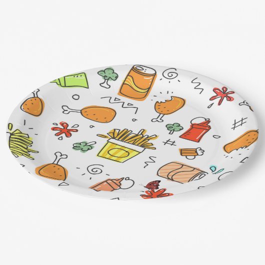 Design von Lebensmitteldoodeln für kundenspezifisc Pappteller (Schrägansicht)