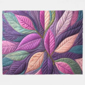 Design von Lila rosa gestrichelten blauen Blätter Fleecedecke (Vorderseite (Horizontal))