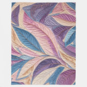 Design von Lila rosa gestrichelten blauen Blätter Fleecedecke (Vorderseite)