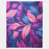 Design von Lila rosa gestrichelten blauen Blätter Fleecedecke (Vorderseite)